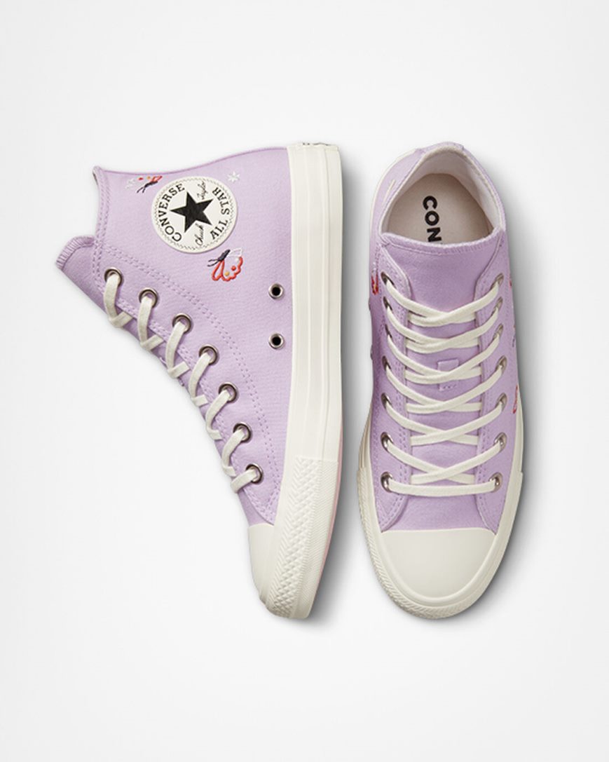 Women's Converse Chuck Taylor All Star Butterfly Wings High Top Shoes Purple / Black | AU 56493R